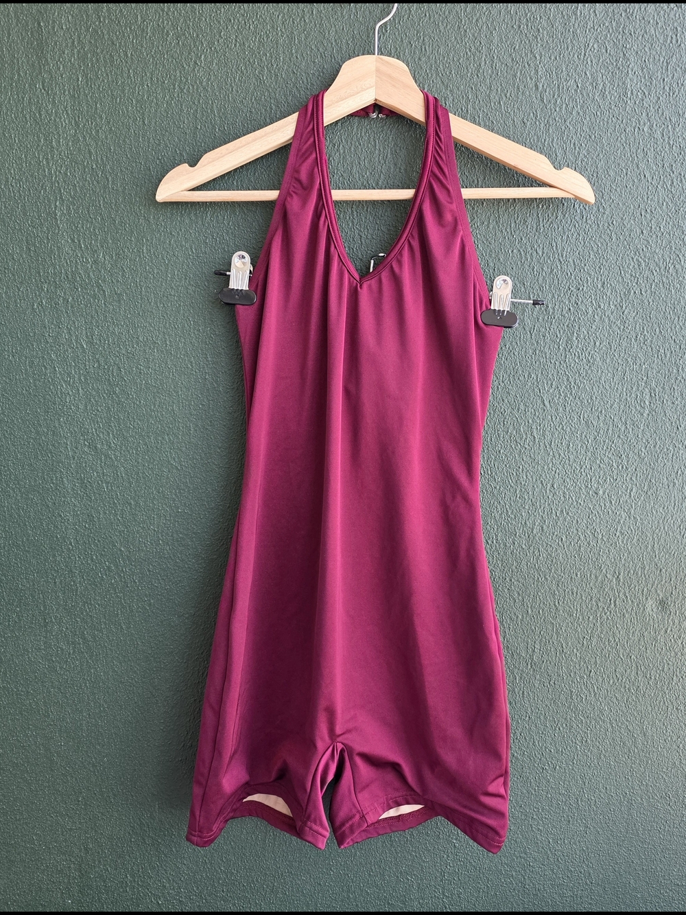 Vintage Women’s Sleeveless One-Piece- Burgundy Swimsuit/Exercise Jumper